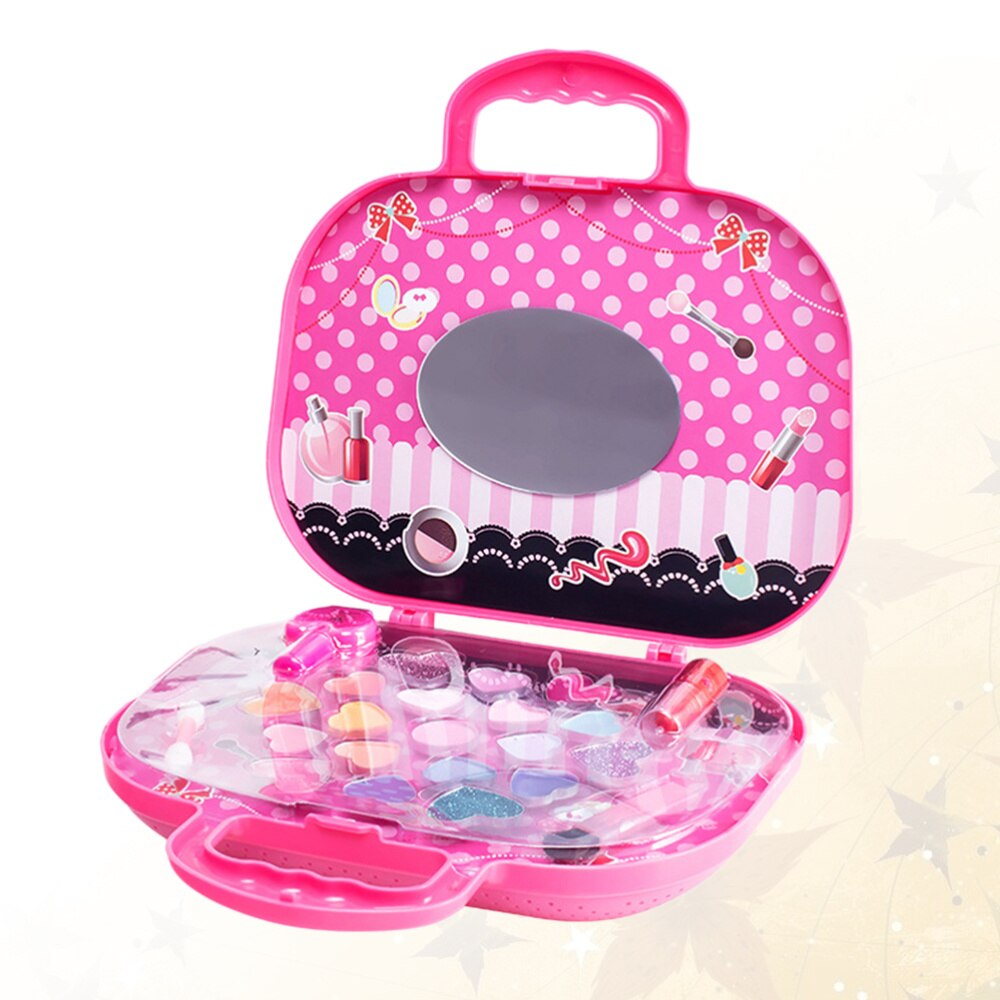 Kosmetyki dla dzieci zestaw zabawek kosmetyczka dla dzieci bezpieczny zestaw kosmetyków z lustrem robić makijażu: Default Title