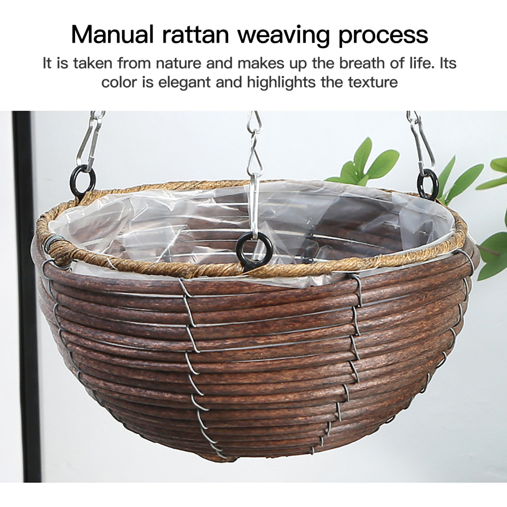 Hanging Pots Plant Basket Adornment 20*12cm 3 Colors Rural Style Plastic+iron Home And Garden Durable Flowerpot
