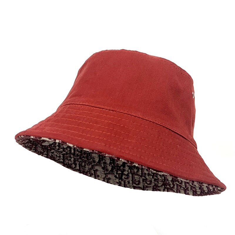 Omkeerbare katoenen zonnehoed met logoprint voor heren en dames, unisex, vintage visserszonnepet: Rood