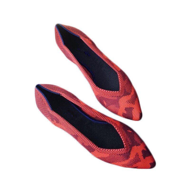 Beroemde Casual Boot Schoenen Vrouw Puntschoen Sapatos Stretch Breien Ballerina Flats Schoenen Lente Plus Size Roll-Up ballet