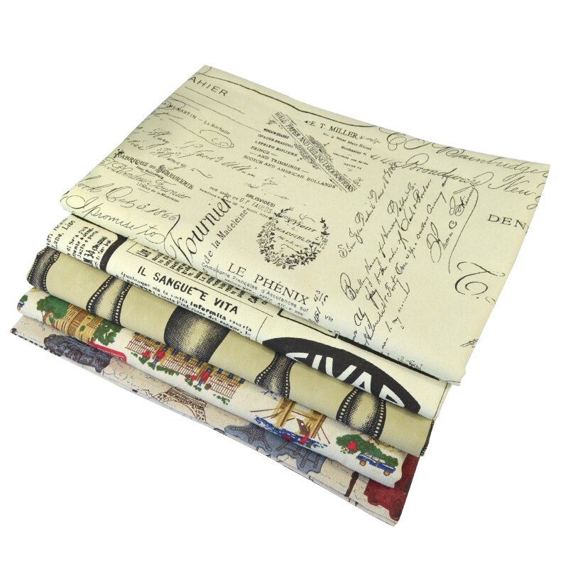 Toile de coton à imprimé journal rétro, nappe de vêtements, tissu d&#39;oreiller à rideau, matériel de bricolage fait à la main, 100cm x 150cm/pièce