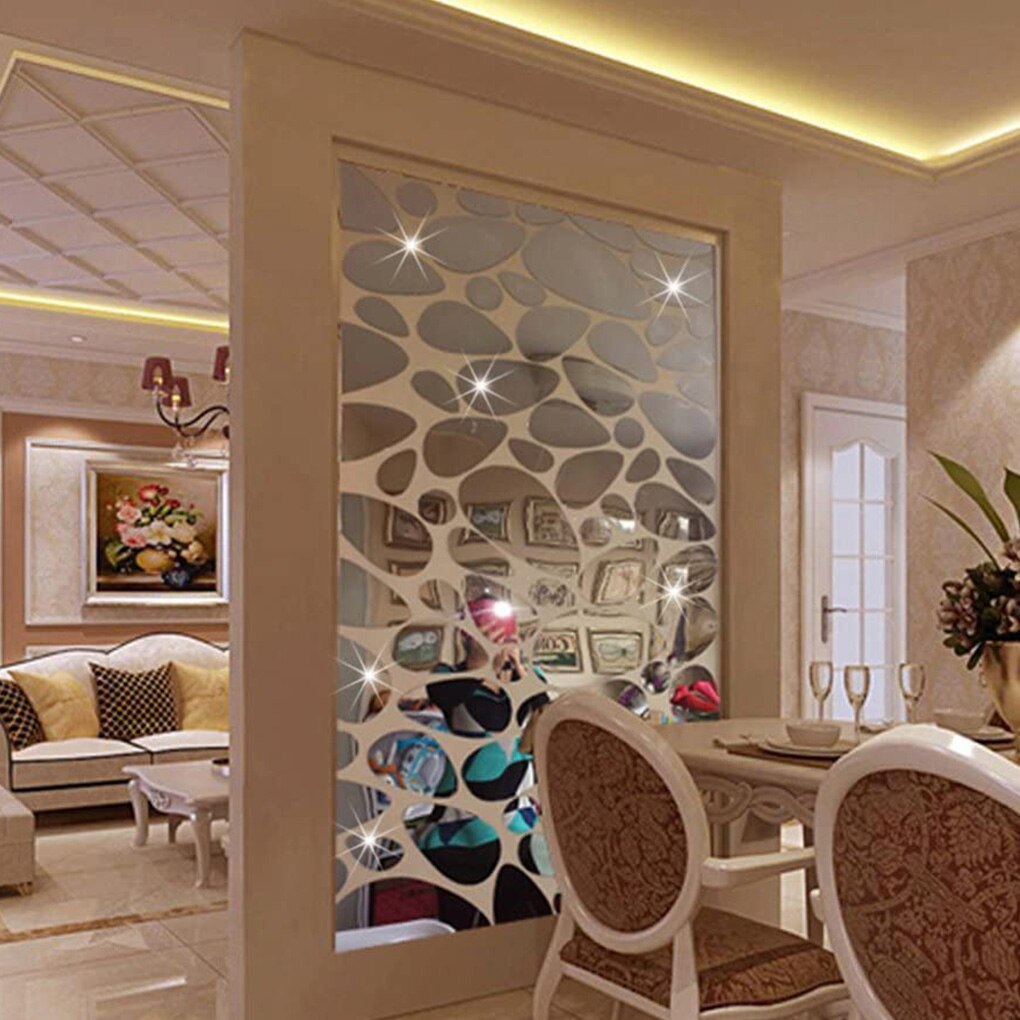 1set Self-Adhesive 3D Mirror Wall Sticker Removable Water Drops Living Room Bathroom Decal Art Wallpaper Home Decoration Sticker