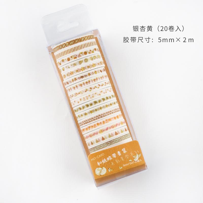 Washi tape papel adhesivo decorado multicolor para hacer scrapbooking, cinta de papel de arroz, celo japonés, decoración, manualidades, álbum de recortes, papelería japonesa, varios colores, paquete de 20 rollos: C