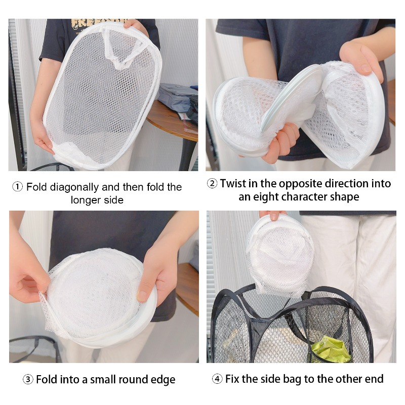 4-1 stuks mesh pop-up wasmand opvouwbare mesh wasmand voor thuis slaapkamer badkamer slaapzaal reizen opslag container tassen