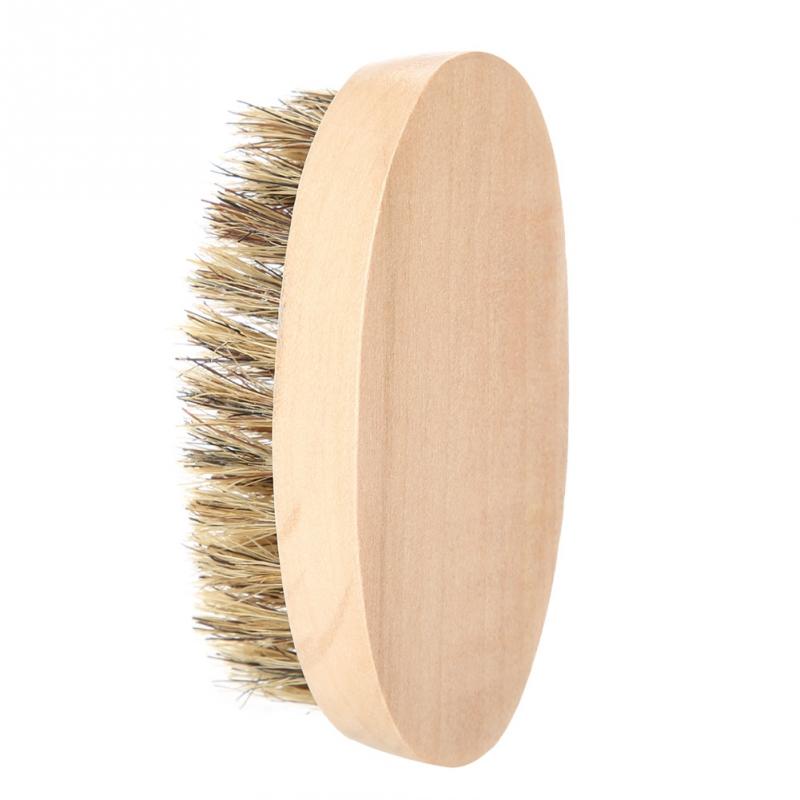 Cepillo de barba suave para hombres, peine de bigote, mango de bambú ovalado, cepillo de afeitar, Barbero, salón, herramienta para dar forma a la barba, herramienta de limpieza de barba Facial