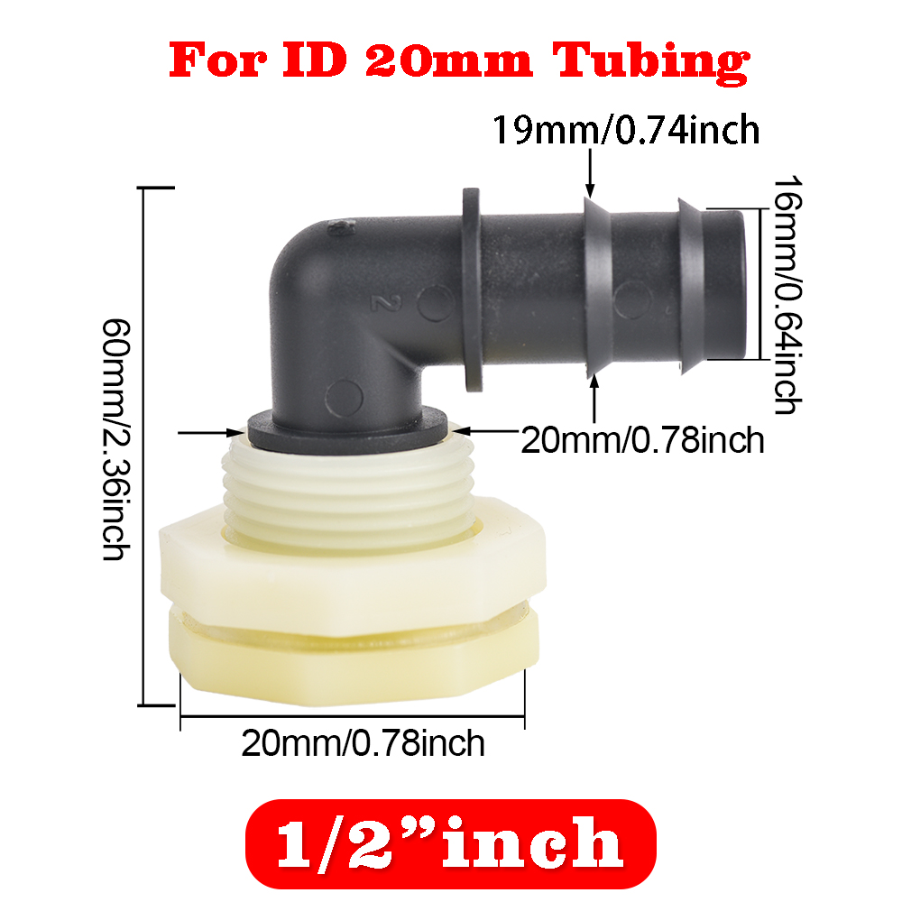 1/2 3/4 Zoll PVC-Schott-Wassertank-Anschluss-Adapter, passend für Stecker, Montage, Entwässerung für Regenfässer, Aquarien: Black