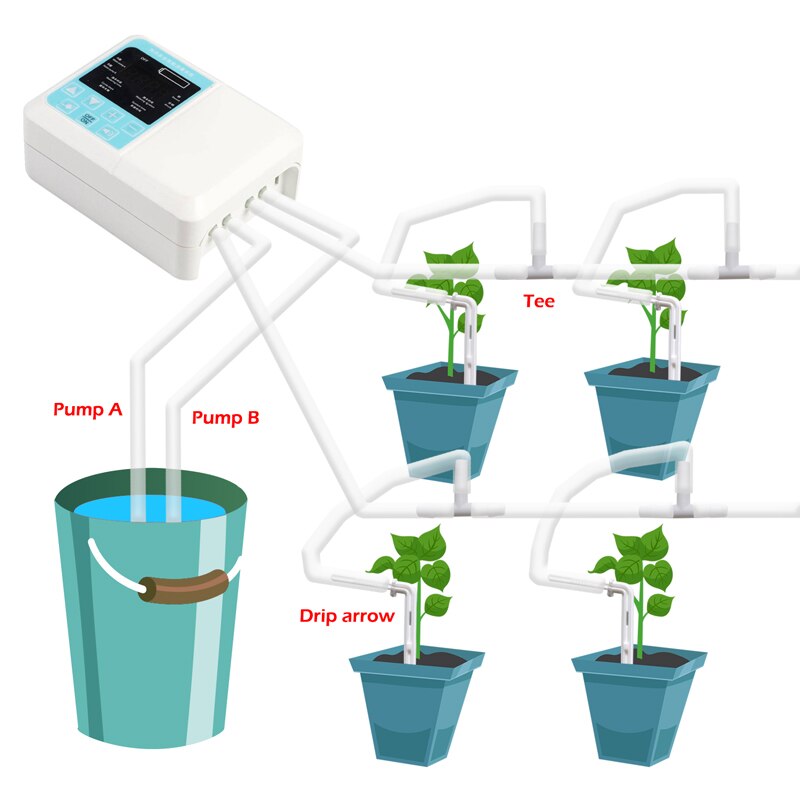Solopladning haven intelligent drypvandingssystem dobbelt vandpumpe hjem potteplante automatisk timer vanding enhed