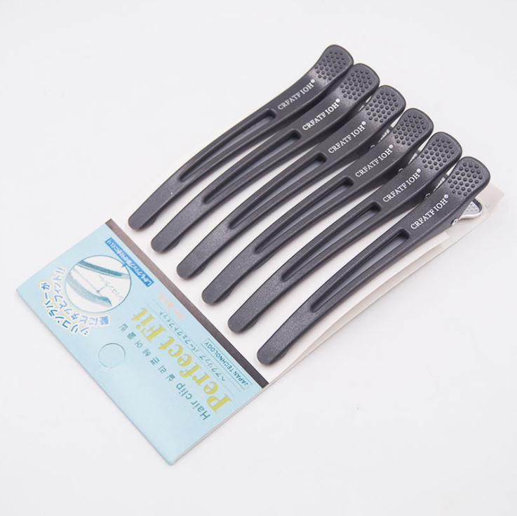 Pinzas para el pelo con forma de boca de pato, accesorio para peluquería, corte de pelo, para el hogar, color negro, 6 unids/set por juego: Gris