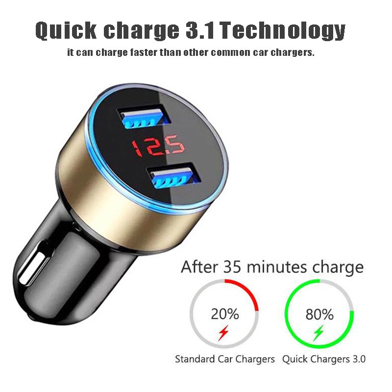 Universele Dual Usb Car Charger Adapter 3.1A Met Led Display Auto Voertuig Telefoon Auto-Oplader Voor Smart Telefoon/tablet