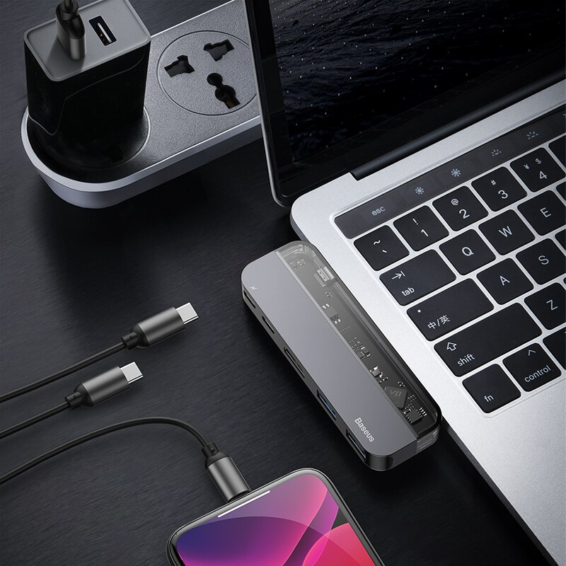 BASUES USB C HDMI Kabel Typ C zu HDMI Hub Adapter USB-C HDMI Konverter Typ-C Blitz 3 Dock für MacBook Huawei Kamerad 30 Profi