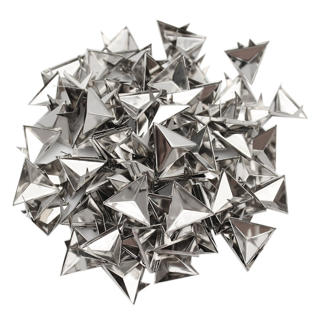 100 Stks/partij 15Mm Rock Punk Silver Tone Tiny Piramide Studs Spikes Klinknagels Spots Voor Leathercraft Schoenen Riem Zak Diy decoraties