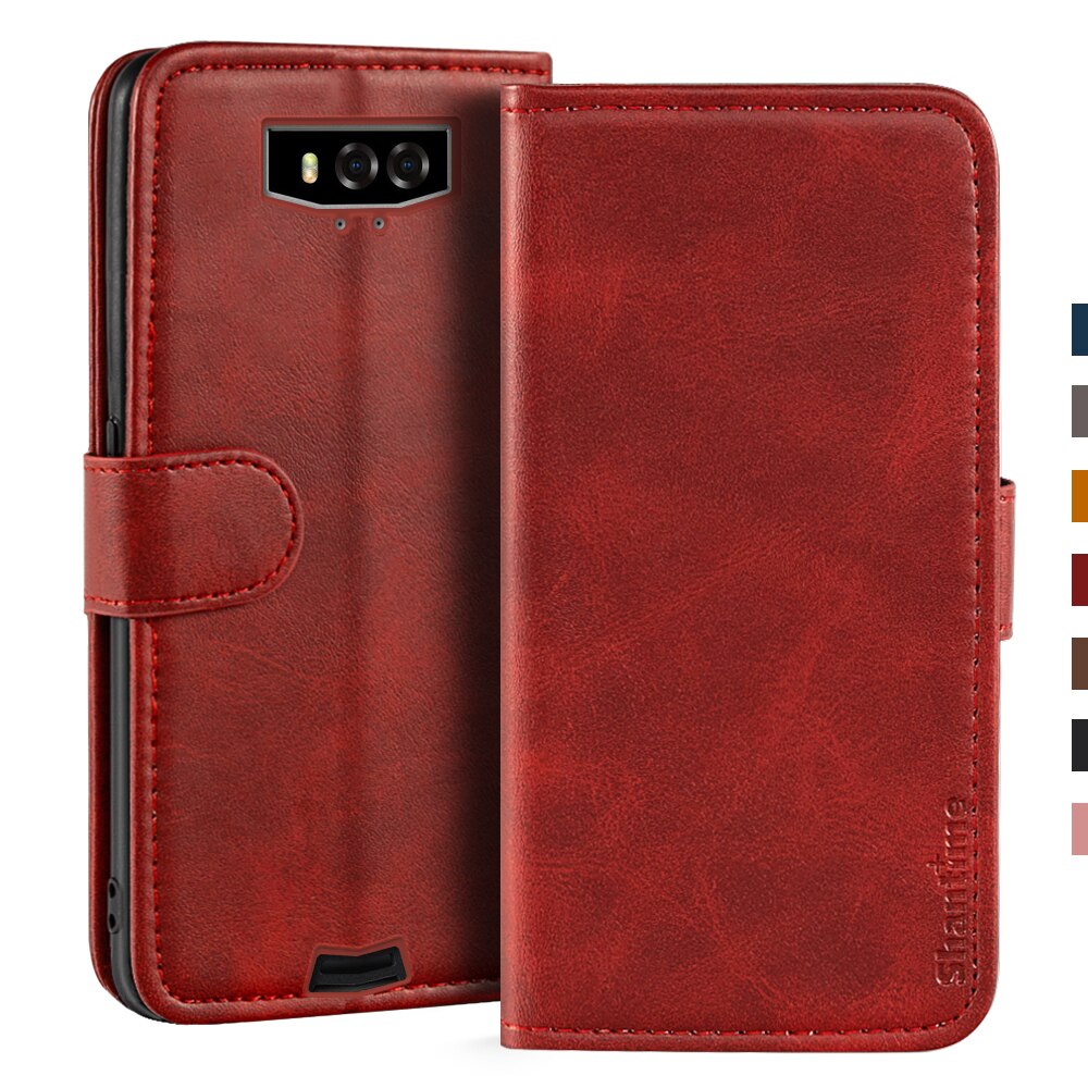 Funda magnética de cuero para Blackview BV9100, carcasa con soporte para teléfono: Red