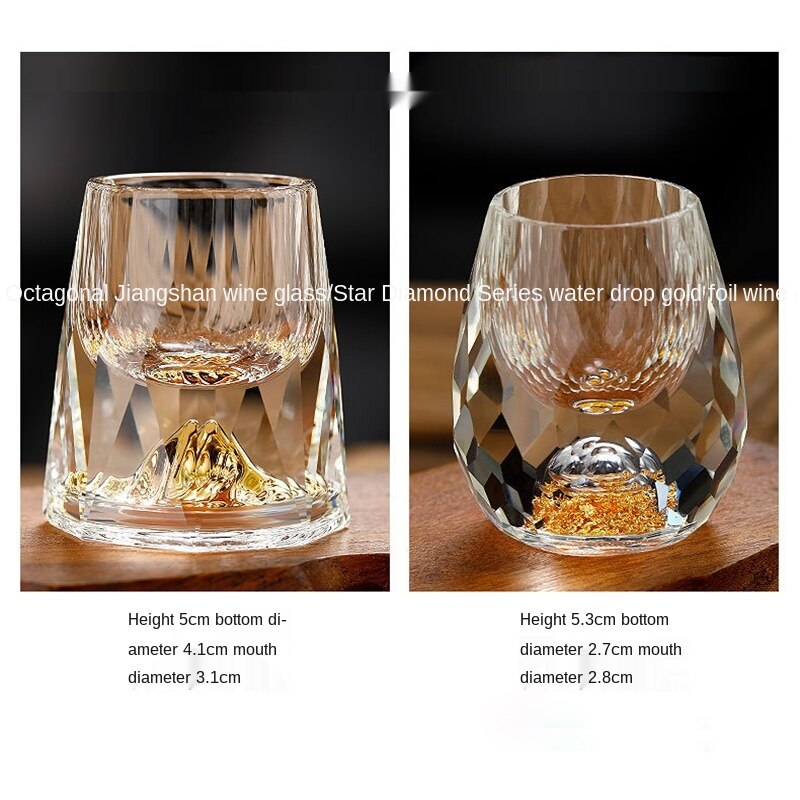 Licht Luxus Kristall Glas Gold Folie Wodka Glas Doppel Kreative Persönlichkeit Blei-Freies Sicherheit Festen Boden Glas