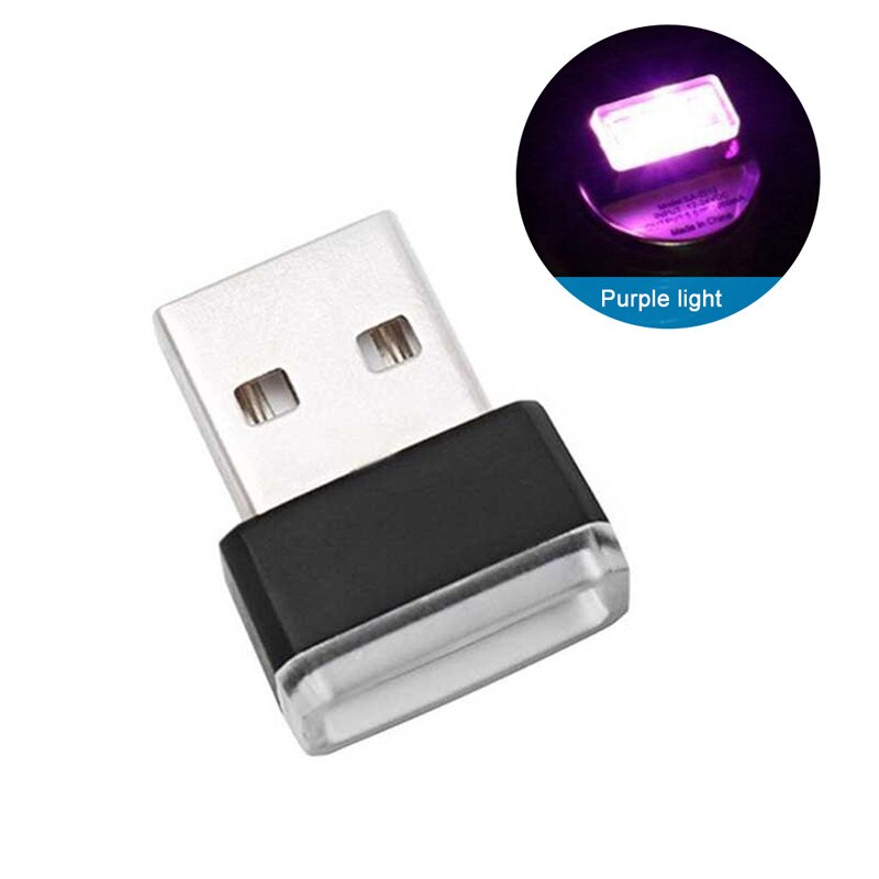 Neon USB Light LED Modeling Light Atmosphere Ambient Lamp Portable Car Interior Decorative Light 7 Colors Car Accessories: Purple 