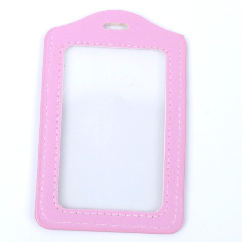 1 Uds. De Funda de cuero PU para Credencial de identificación, transparente y con borde de Color, orificios de cordón, tarjeteros de banco, accesorios para insignia de identificación: pink