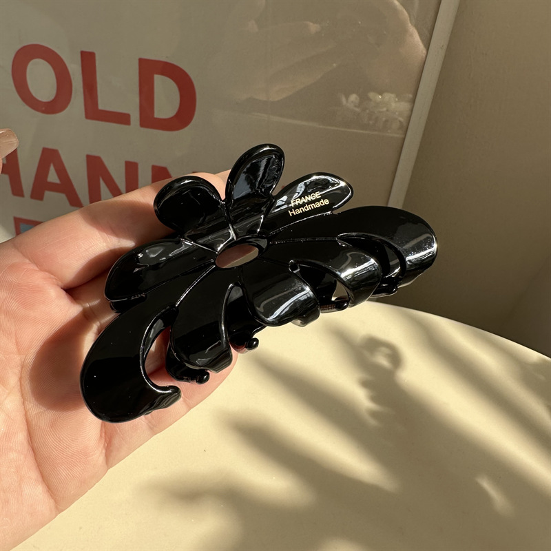 Coreano nuovo design creativo 10.5cm grande fiore marmorizzazione puro colorato fermaglio per capelli artiglio moda acido acetico squalo clip Accessori per capelli: Argento placcato