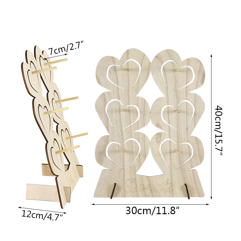 Reusable Wooden Donut Stand Wedding Decoration Table Donut Party Decor Baby Shower Birthday Party Favor Doughnut Display Stand: 1pc C08