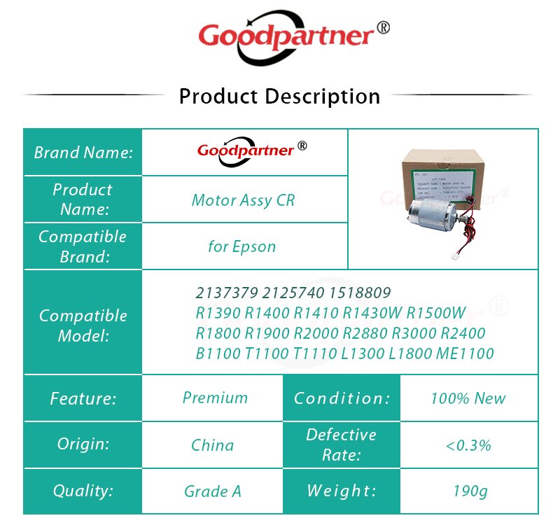 1PC x 2137379 L1300 Carriage MOTOR ASSY CR for Epson R1390 R1400 R1410 R1430W R1500W B1100 T1100 T1110 L1800 ME1100 R1800 1390