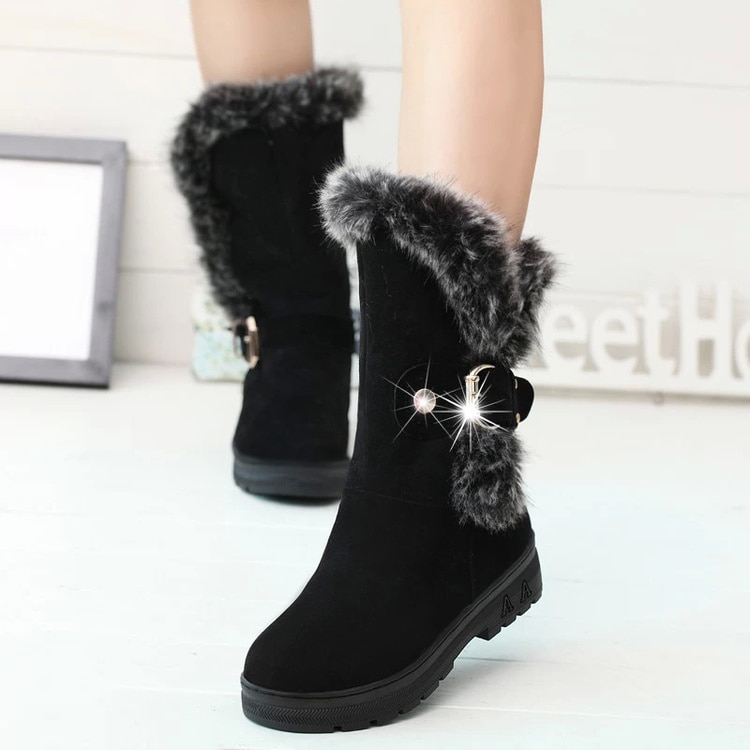 Winter freundlicher Knöchel Plüsch Stiefel Für Mädchen Flache Mit Gummi Schnee Stiefel Jungen Wasserdicht Nicht-Unterhose Schuhe Einlegesohle 22.5 ~ 24,5 cm