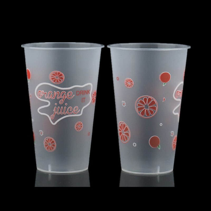 50pcs disposable fruit juice cup party birthday favor 500ml frosted transparent beverage plastic cups with love lid