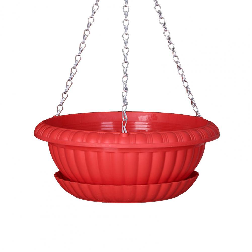 Useful Hanging Flower Pot Breathable Draining Hole Plastic Bar Decorative Hanging Flower Pot: Red