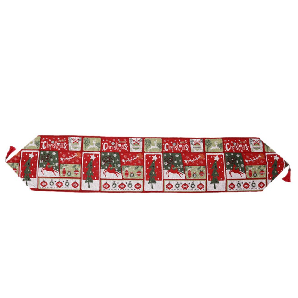 Julbord löpare klädsel tyg jul bordsduk dekor bomull linne matsal damm vin flasköverdrag 1pc jul bord löpare: E