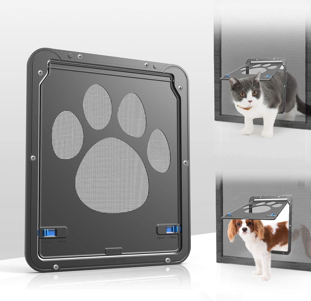 Automatic Lockable Black Pet Sliding Door Freely Gateway for Small To Large Dogs Cats Cat Gate Dog Door for Screen Magnetic Flap