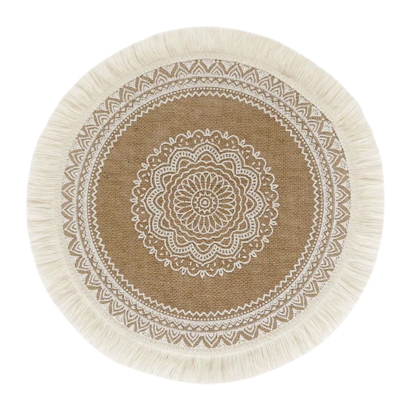 Napperon rond tissé en macramé, napperon rond, bohème, glands, tapis de Table, tasse, assiette, dessous de verre, directe
