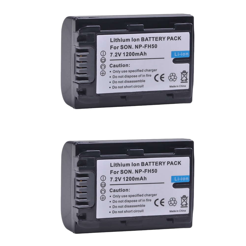 Batería NPFH50 de NP-FH50 para Sony NP-FH30, NP-FH40, NP-FH50, NP-FH70, NP-FH100, HX100V, HX200, HX200V, DSC-HX1, A290, A330, 2 uds.
