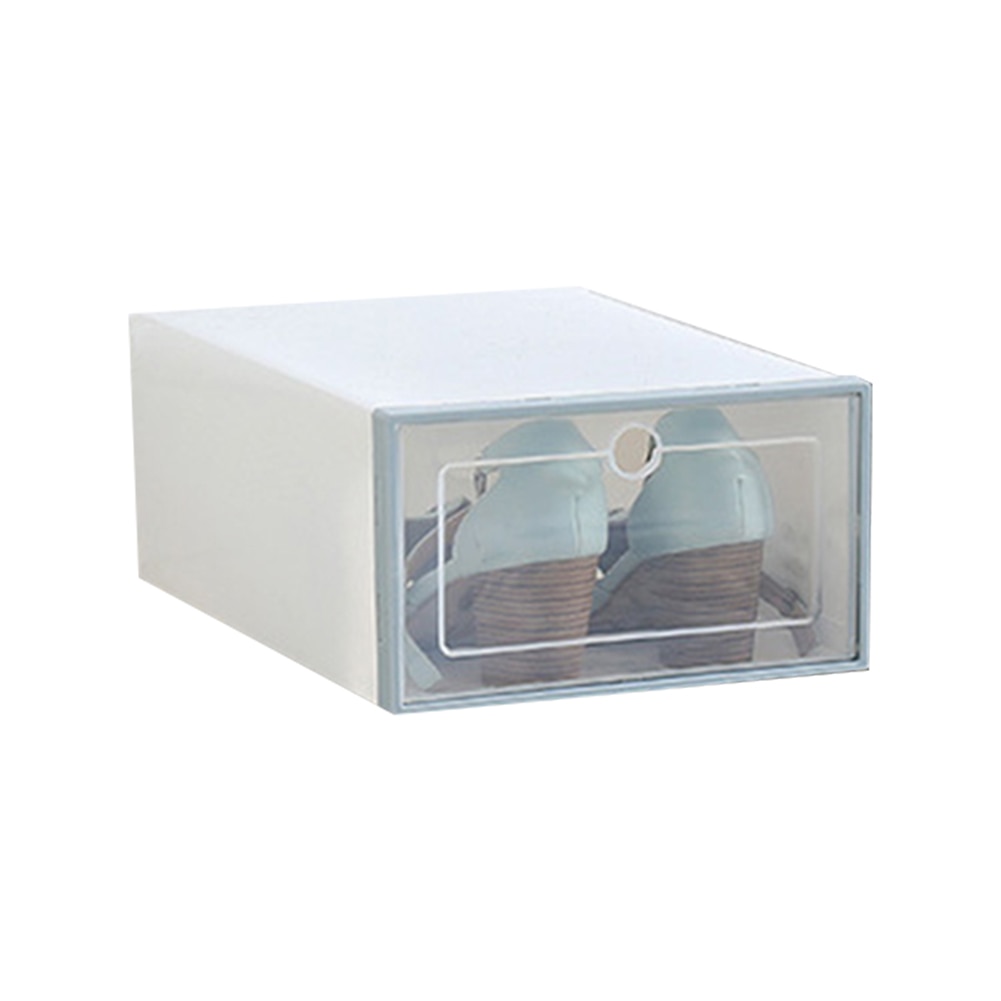 1pc pp stabelbar støvtæt skoæske gennemsigtig skoopbevaringsboks skuff rektangel arrangørdeler hjem meuble de rangement: Blå