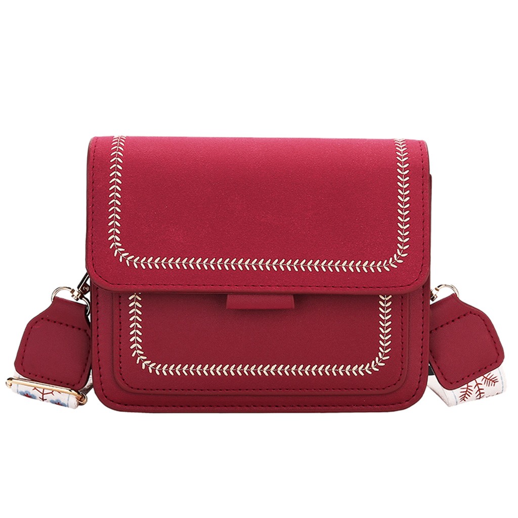 #H40 Small Square Leather Crossbody Bags For Women Contrast Color Simple Shoulder Messenger Bag Ladies Purses And Handbags: Red