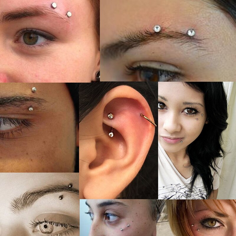 Piercing à sourcils en acier inoxydable, Lot de 5/10/20 pièces, 16G, langue banane, yeux, serpents, vrac, ensemble de bijoux