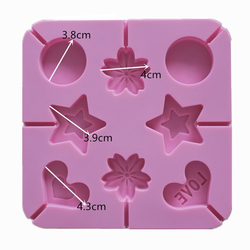 Silikone slikkepinde chokolade kageforme rundt hjerte silikone slikkepinde form blomst slik kageforme bage kage dekorationsværktøj: B   16.5 x 16.5 x 1.2cm