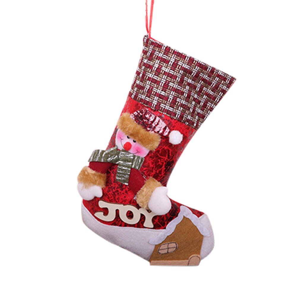 Vrolijk Kerstfeest Pluche Boom Opknoping Snoep Sokken Decoratieve Brief Patroon Kerstsok Bag Kerst Hanger