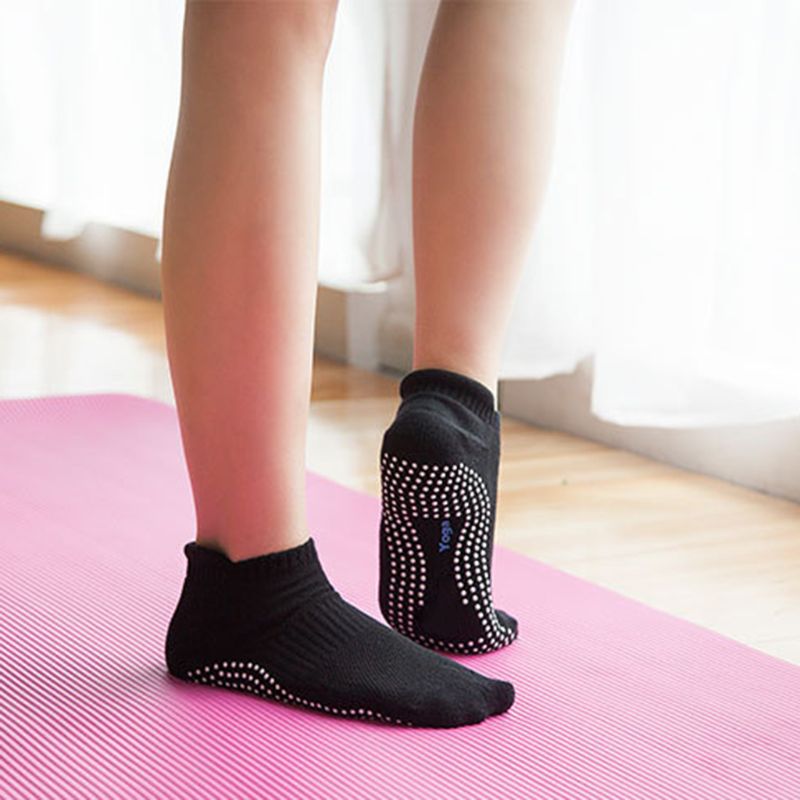 Halkfria yogastrumpor i bomull med grepp för kvinnor andas pilates fitnessstrumpor hem sovrum vardagsrum strumpor