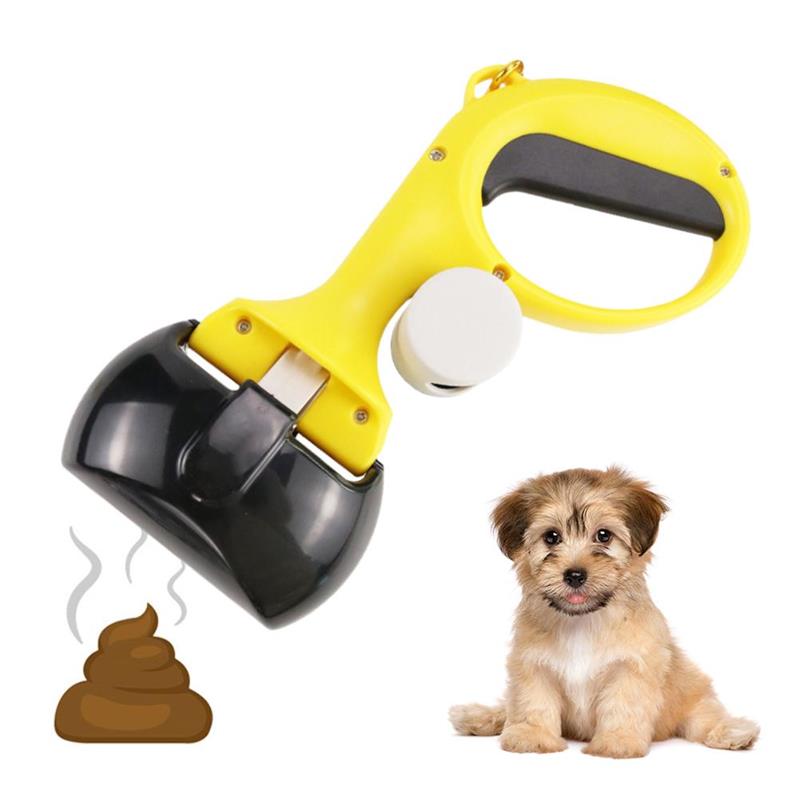 Pet Dog Poop Scooper Rounded Handle Portable Poop Remove Clamp Cat Waste Feces Pooper Picker Cleaner Puppy Dog Poop Pickup Clip: yellow