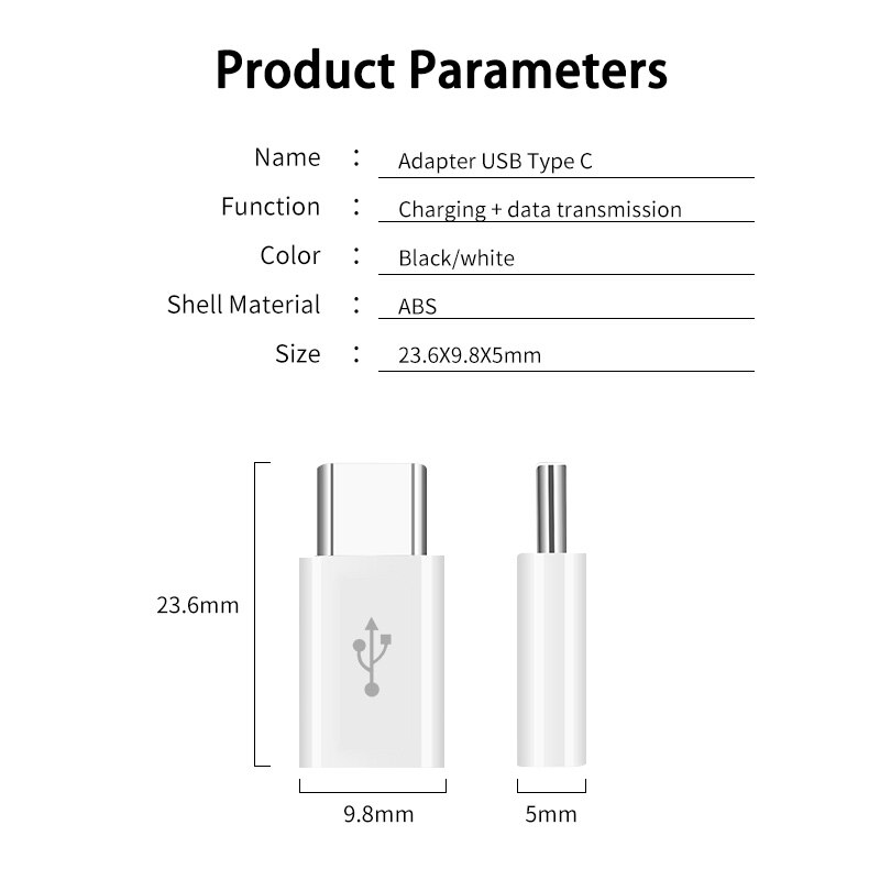 Anmone Adapter Micro Usb Female Naar Usbc Mannelijke Converter Voor Huawei Mate 20 Pro P20 P30 Xiaomi Samsung Micro Usb naar Type-C Lader