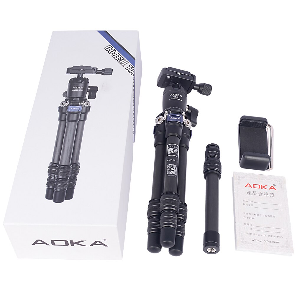AOKA-cámara portátil CMP163C de fibra de carbono, rótula de bola de trípode para SLR DSLR, cámara Digital ligera de