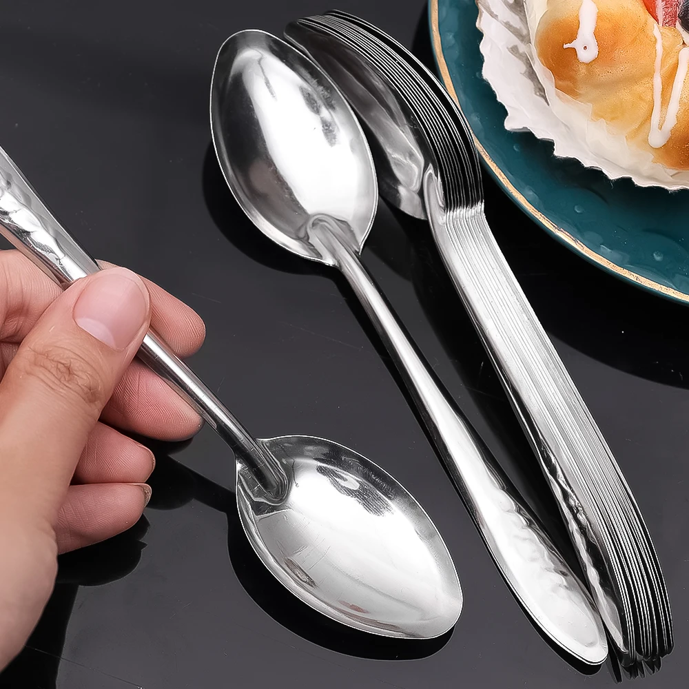 20/5 pezzi cucchiaio da minestra in acciaio inossidabile posate in argento cucchiaino da tè cena di riso Dessert cucchiai di anguria stoviglie utensili da cucina
