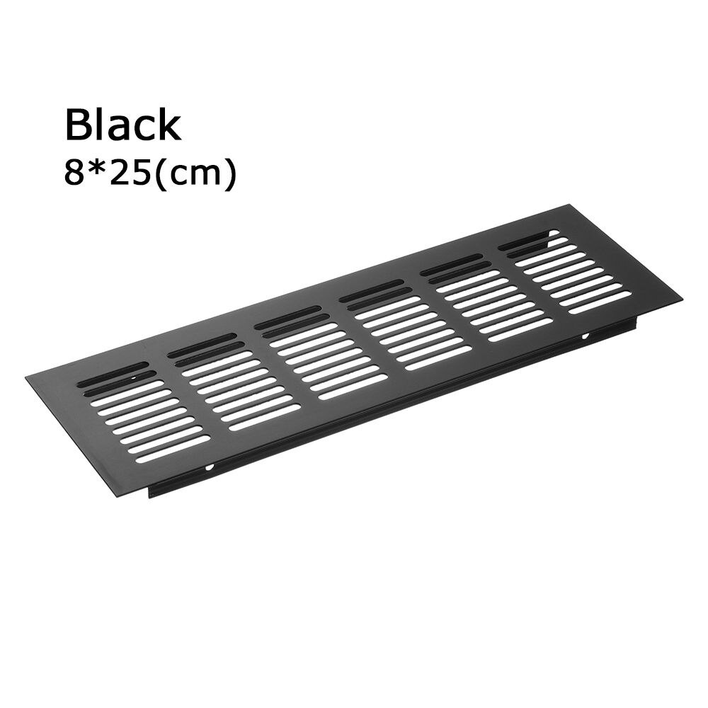 Rejilla de ventilación de aleación de aluminio para armario, cubierta de orificios, adornos, rejilla de ventilación: black-8x25cm-