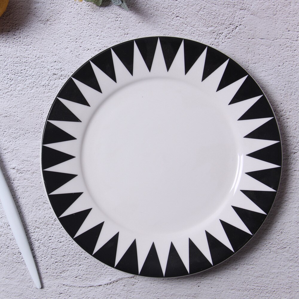 8 Inches Geometrische Steak Plaat Nordic Creatieve Eenvoudige Ronde Westerse Platen Ontbijt Taart Vruchten Schotel: D