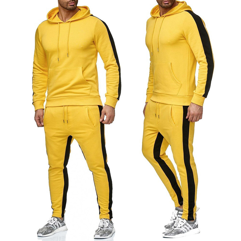 Traje casual de para hombre, traje para correr deportes al aire libre, sudadera con capucha + pantalones de chándal, conjunto de chándal