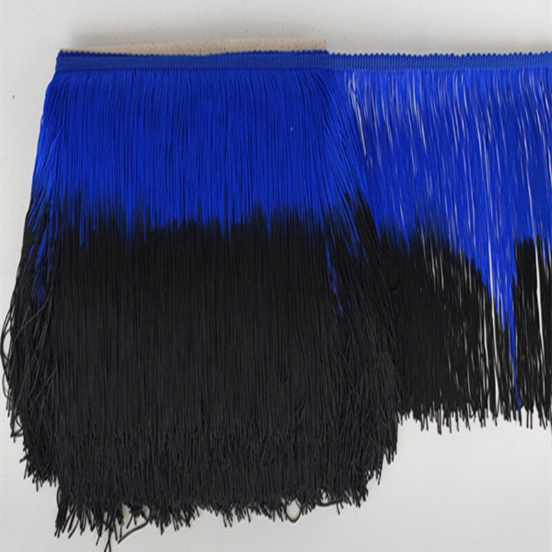 Franges en dentelle jaune de 10Yards/lot, 20cm de large, pour bricolage, robe latine, vêtements de scène, accessoires, ruban de dentelle: 10yards / Blue black