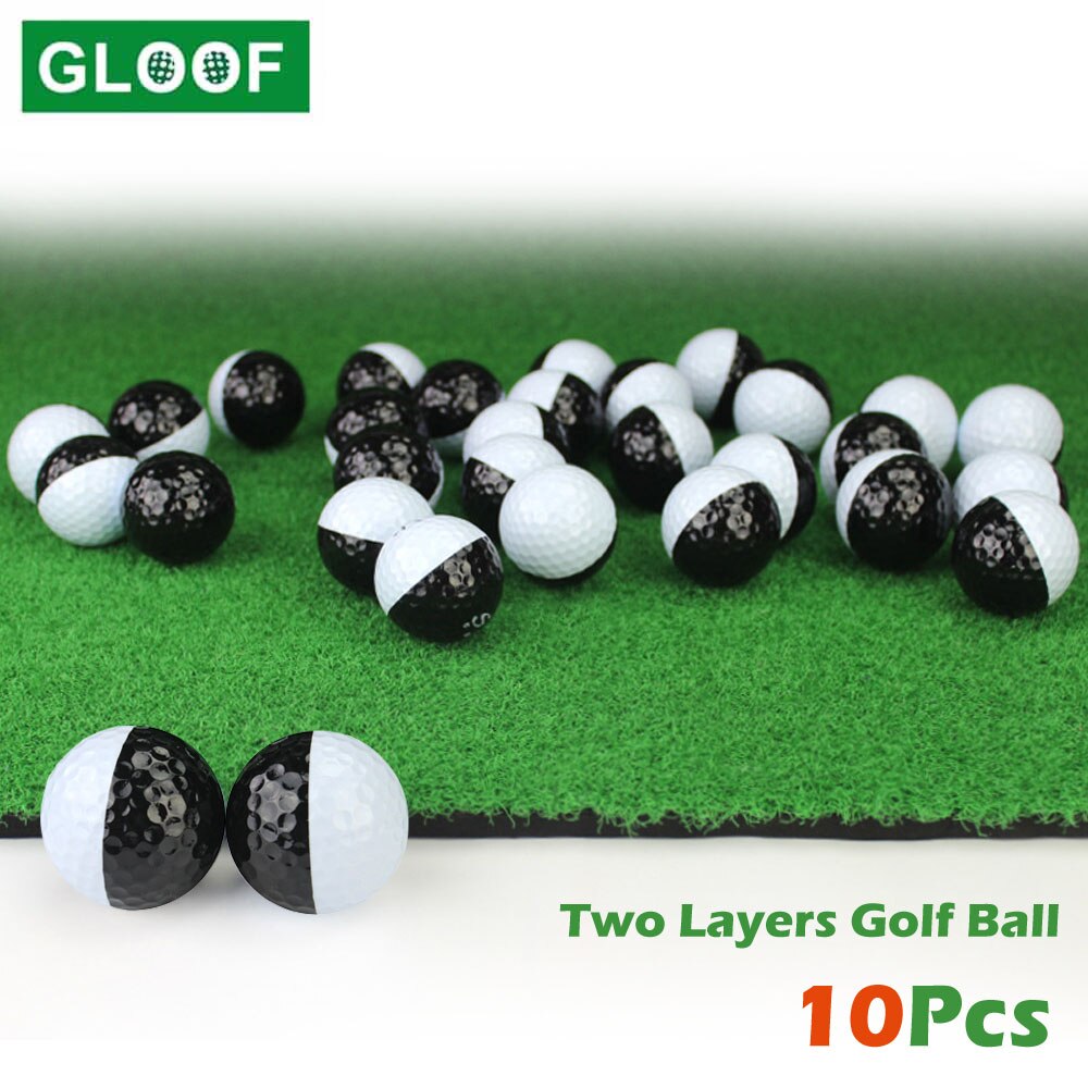 10Pcs Rubber Golf Ballen Twee Lagen Hoogwaardige Outdoor Sport Golf Game Training Match Concurrentie Zwart En Wit