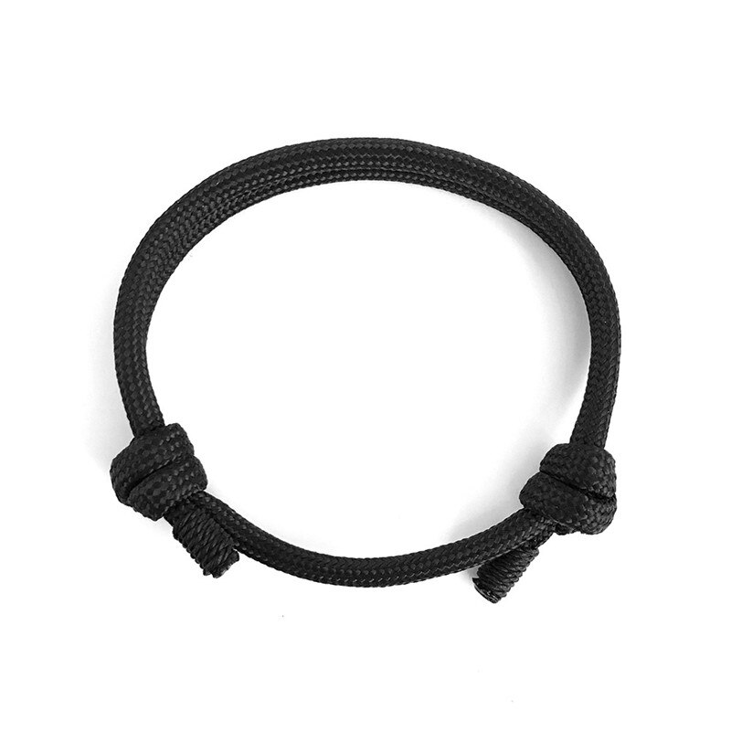 Tobillera para verano para hombres y mujeres, pulsera deportiva de supervivencia de cuerda de , trenzada, colorida, con envoltura de la suerte: Black
