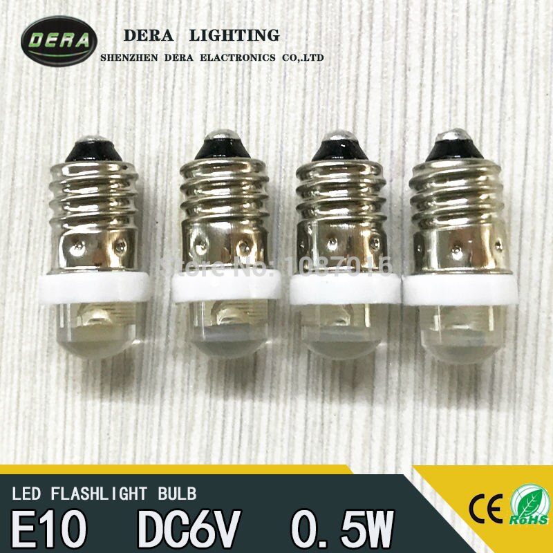 Fabrikspris  e10 0.5w 6v 4.5v 3v led til fokus lommelygte udskiftning pære lommelygte nødarbejdslys ren hvid