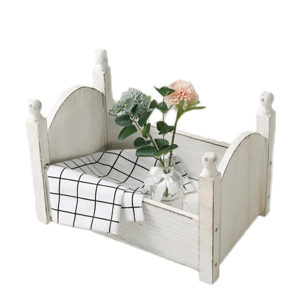 Bébé berceau amovible panier bois lit accessoires Photo Shoot infantile bébé photographie arrière-plan Studio accessoires canapé posant: White
