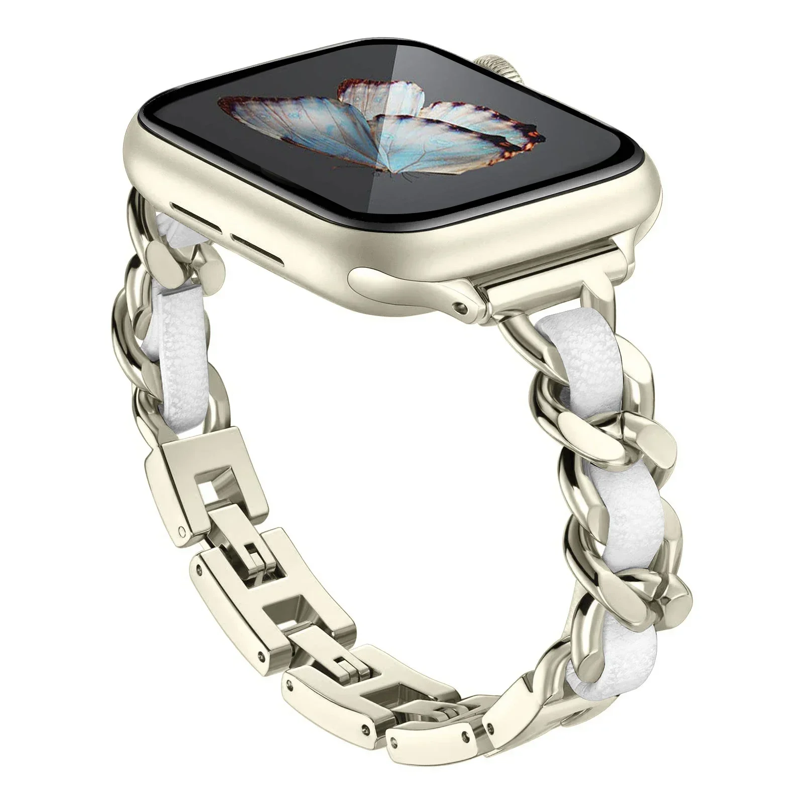 Stainless Steel Strap for Apple Watch Band 49mm 38mm 42mm 40mm 44mm Metal Bracelet iWatch Series 8 7 6 SE 5 4 3 2 1 ultra Strap: Blue pink / 12mm