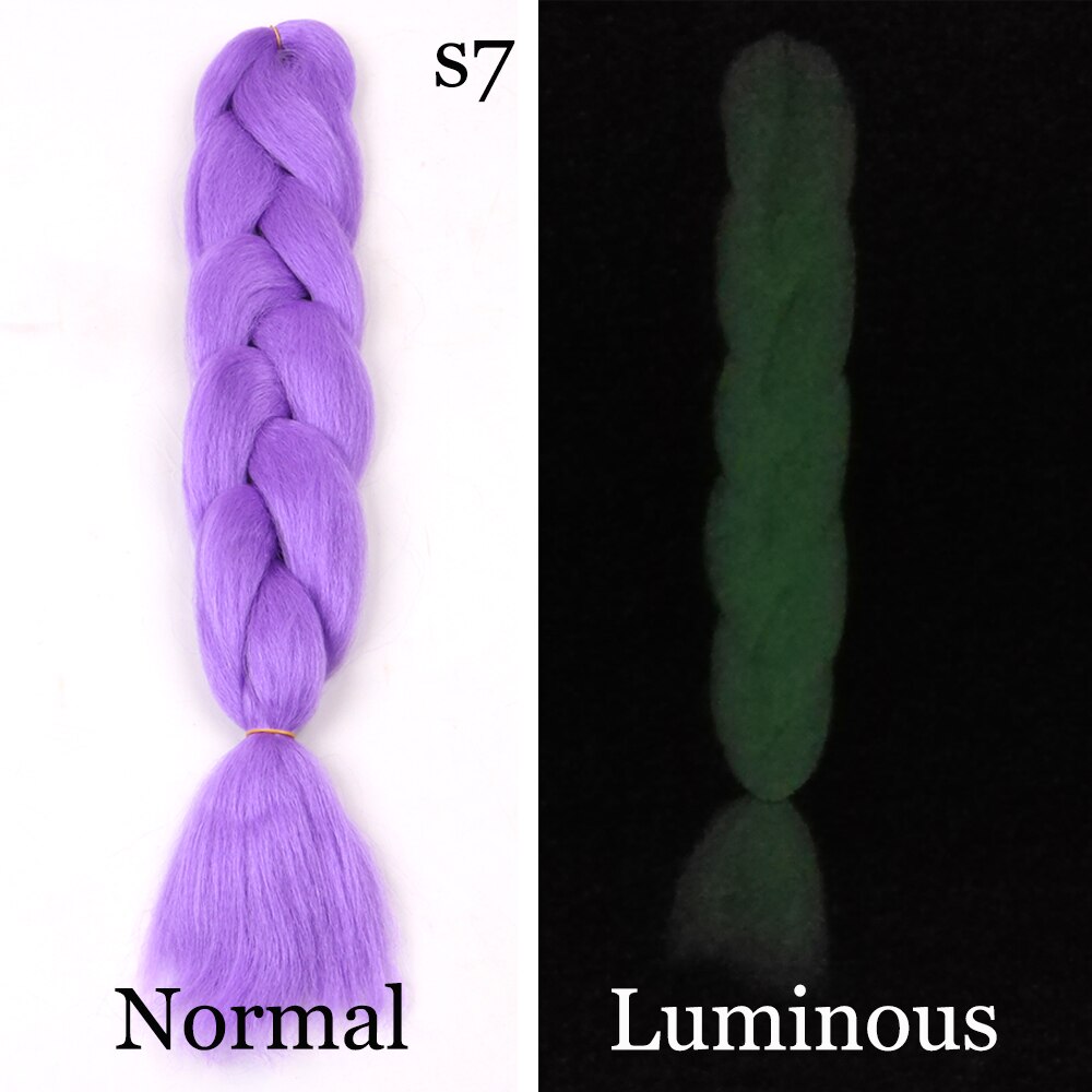 Shining Fluorescence Braiding Hair Jumbo Box Braids Hair Synthetic Braid Hair Extensions for Women White Pink 100g 24inch: S7