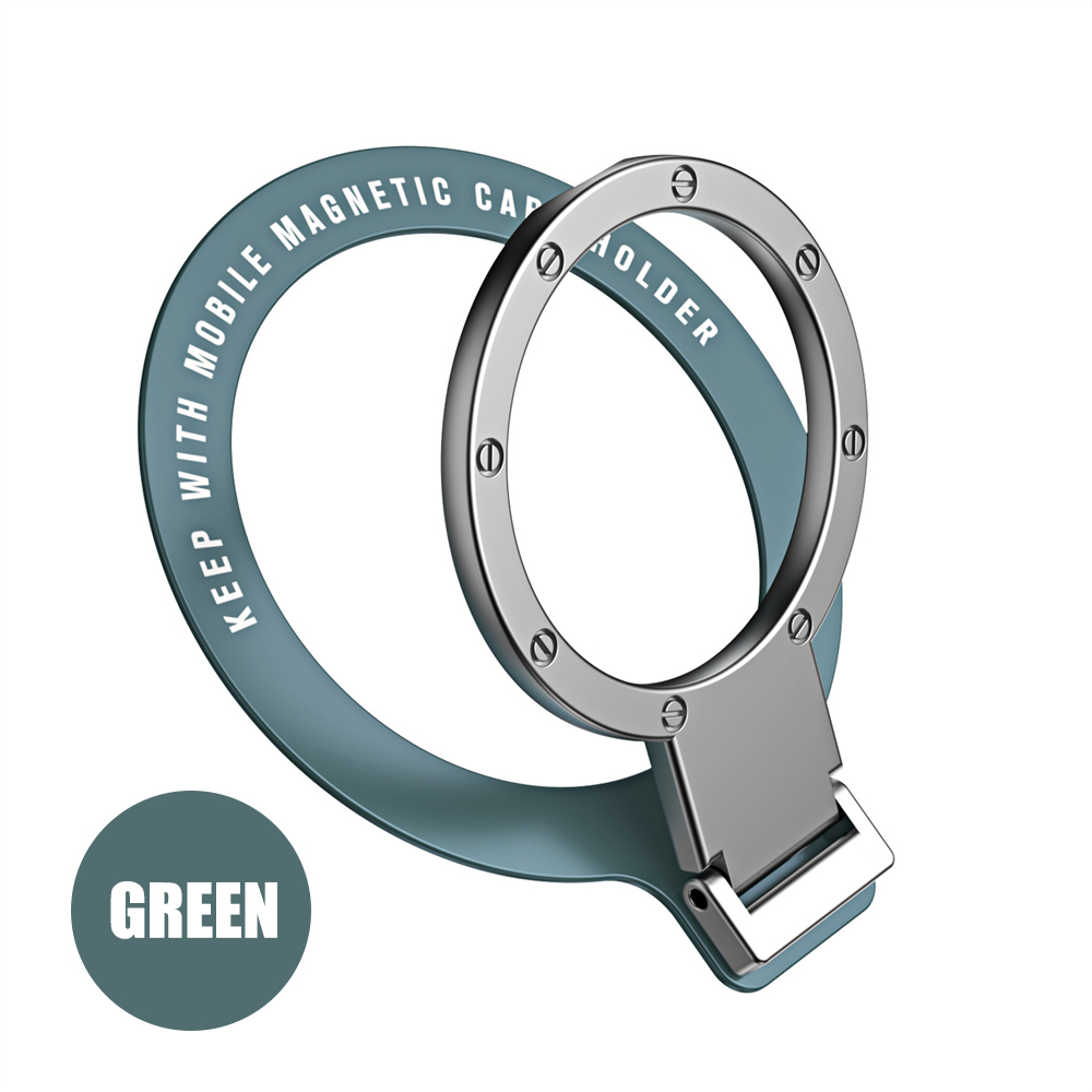 Suporte giratório de anel de dedo para celular, suporte magnético para magsafe, suporte universal para aperto traseiro de telefone: Verde
